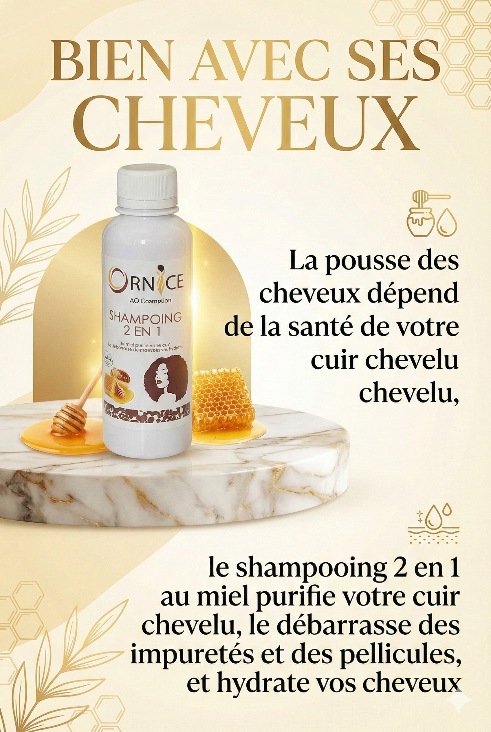 Shampooing 2en1 au miel